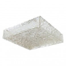 Square textured clear glass flush mount